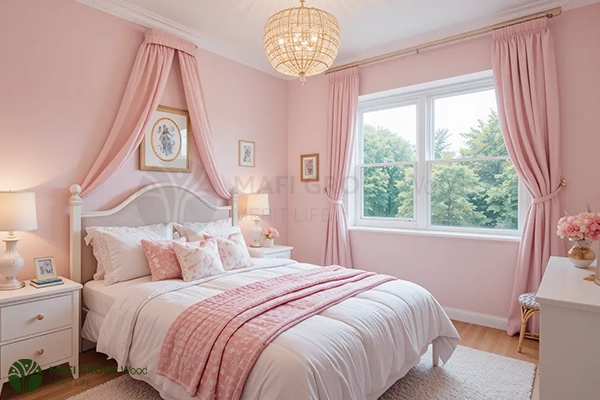 عکس اتاق خواب دخترانه شیک خارجی ساده