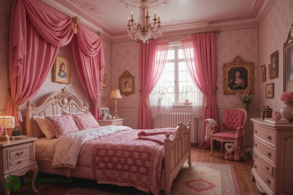 عکس اتاق خواب دخترانه شیک خارجی ساده