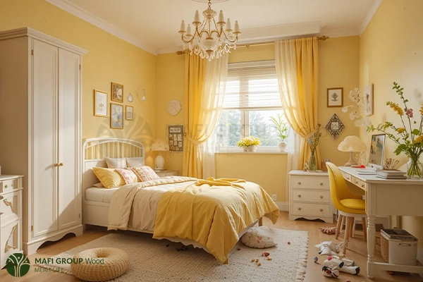 عکس اتاق خواب دخترانه شیک خارجی ساده