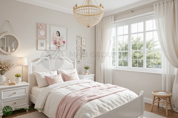 عکس اتاق خواب دخترانه شیک خارجی ساده