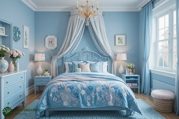 عکس اتاق خواب دخترانه شیک خارجی ساده