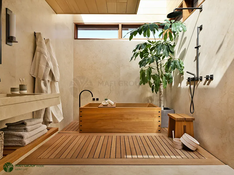 وان چوبی در حمام