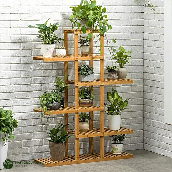 استند گلدان چوبی چند طبقه
