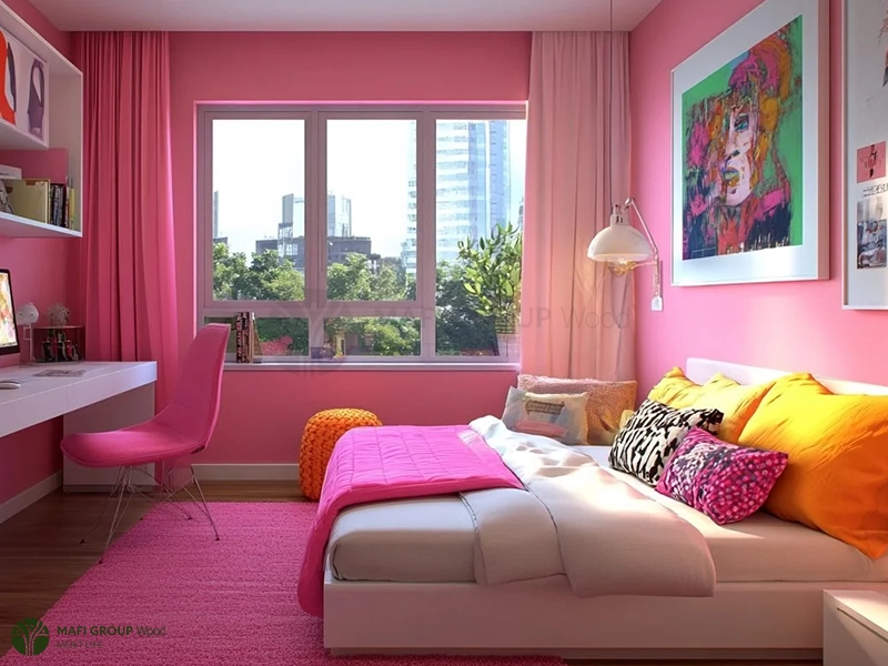 رنگ صورتی اتاق خواب