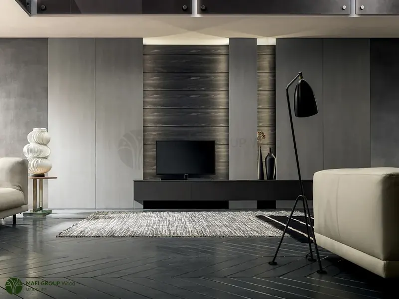 تی وی وال طوسی چوبی