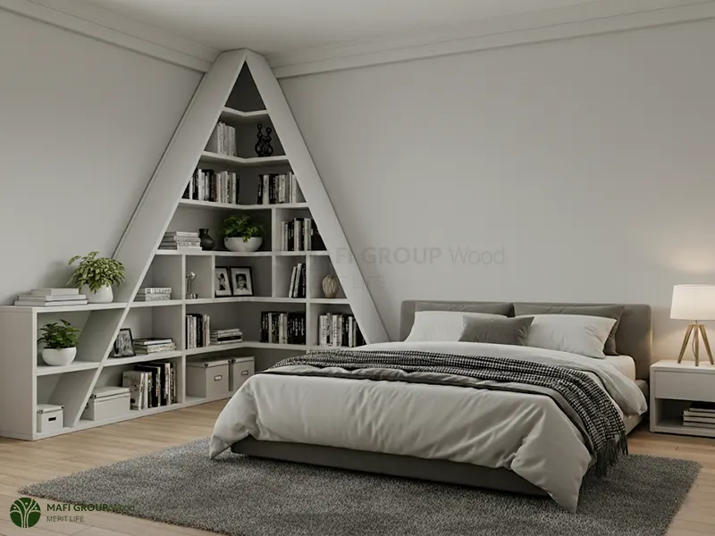 کتابخانه چوبی ساده و شیک کتابخانه چوبی ساده و شیک