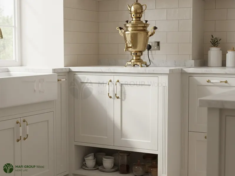 کابینت سفید مدرن برای زیر سماور کابینت سفید مدرن برای زیر سماور