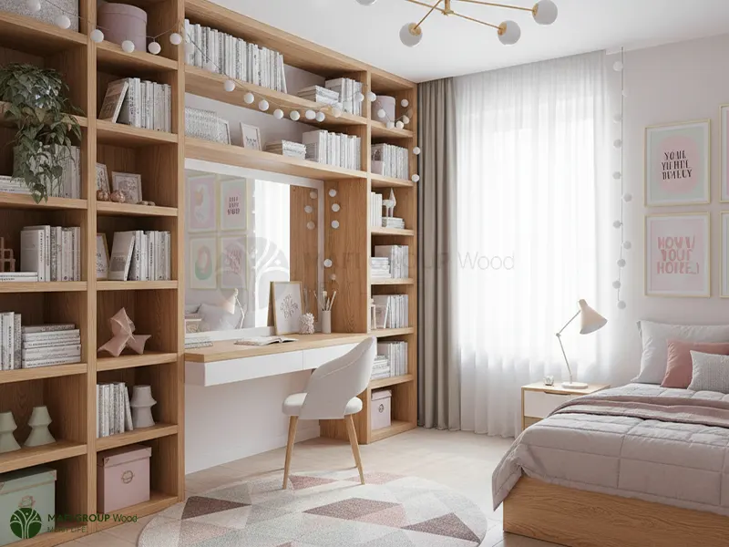 کتابخانه چوبی ساده و شیک کتابخانه چوبی ساده و شیک