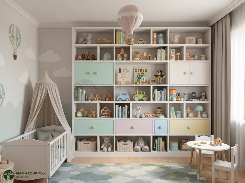 10 مدل قفسه ام دی اف برای اسباب بازی