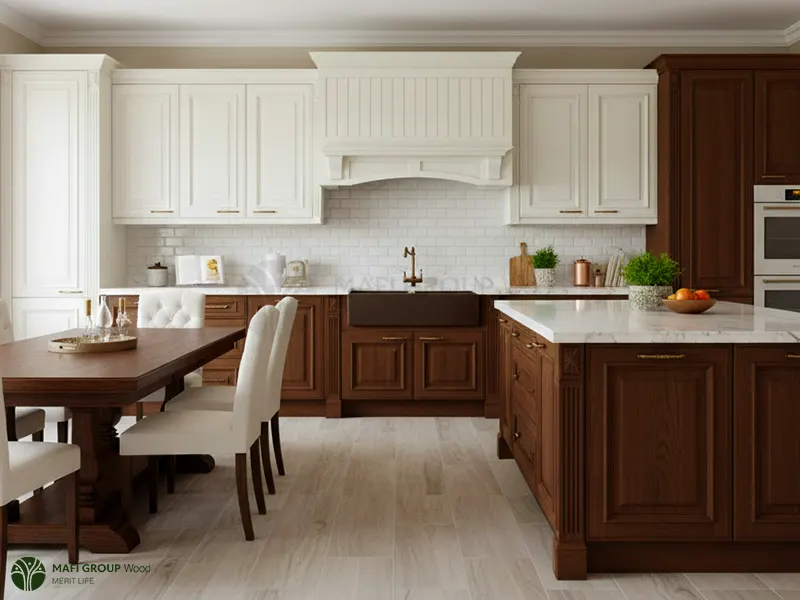 کابینت قهوه ای با چه رنگی ست میشه؟