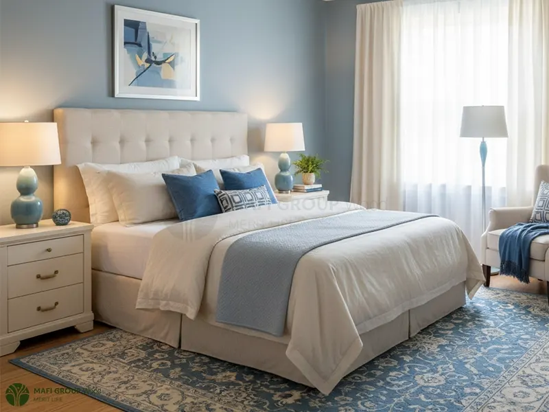 ترکیب رنگ آبی و کرم