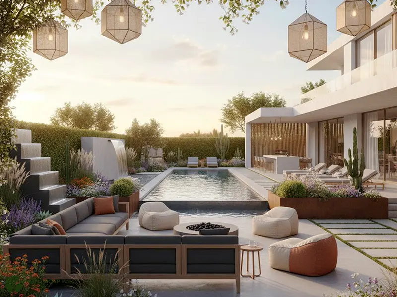 طراحی محوطه ویلا مدرن