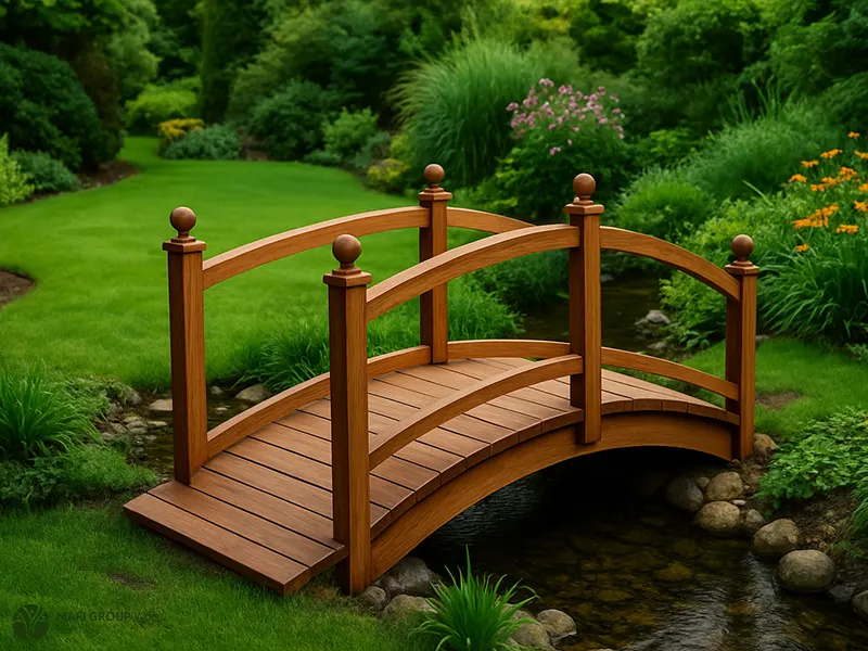 9 مدل پل چوبی کوچک در باغچه